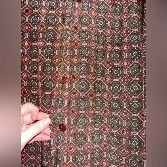 EVC | Vintage Liz Claiborne Silk Blouse | Women’s Size 6 | Brown Geometric - Picture 5 of 7